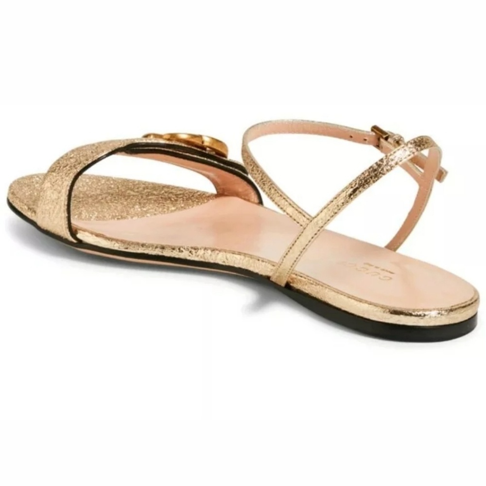 NWT GUCCI "Marmont GG" Gold Metallic Sandals - Picture 4 of 5